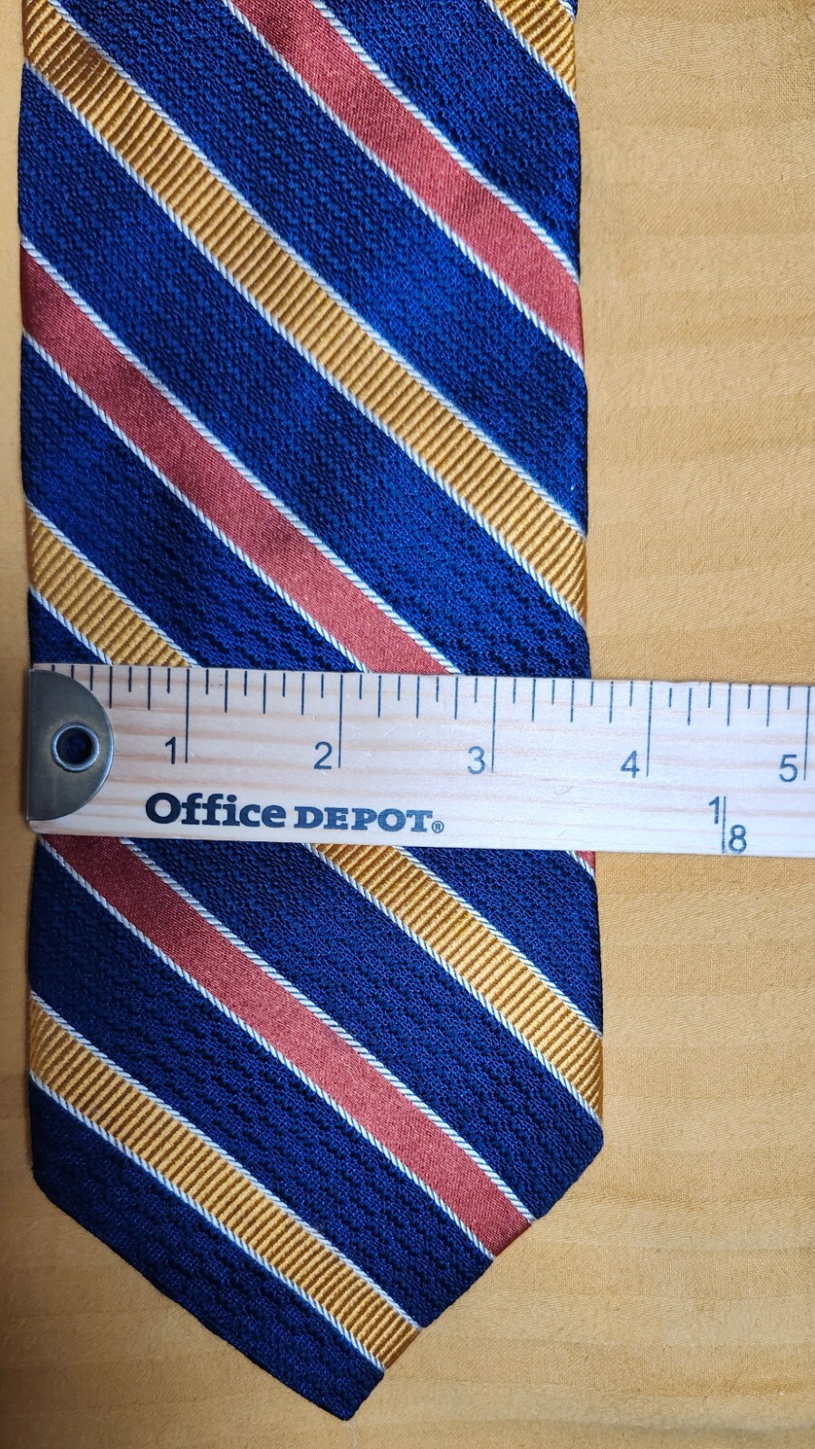 Hart Schaffner Marx Tie Navy Blue Multicolor Stripes Silk Made in USA Handmade