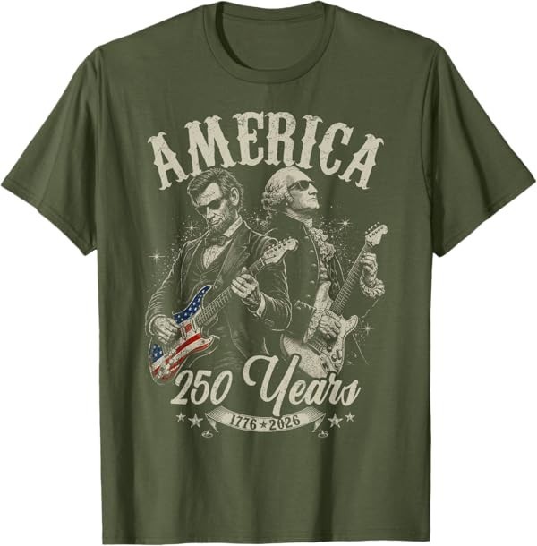 George Washington Lincoln Playing Guitar Abe Lincoln 250th T-Shirt