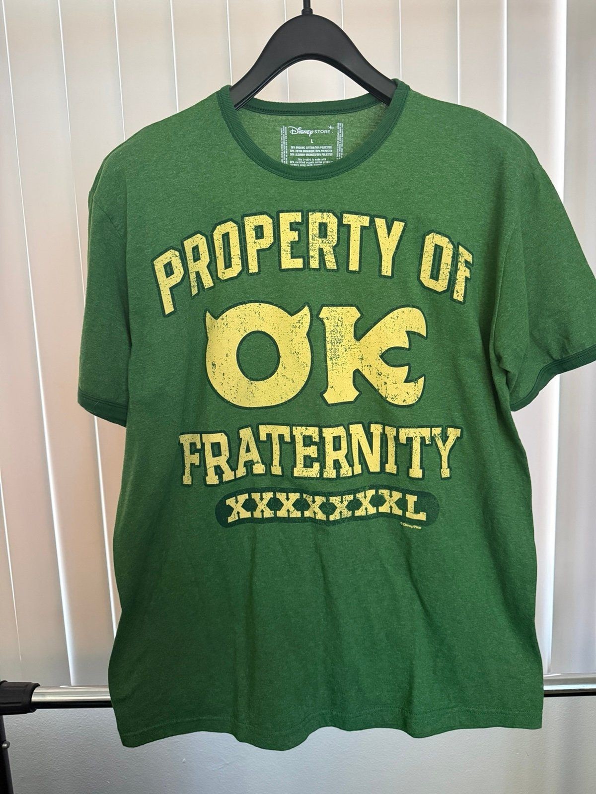 Men’s Disney Store Monsters University OK Fraternity Green Shirt Size Large