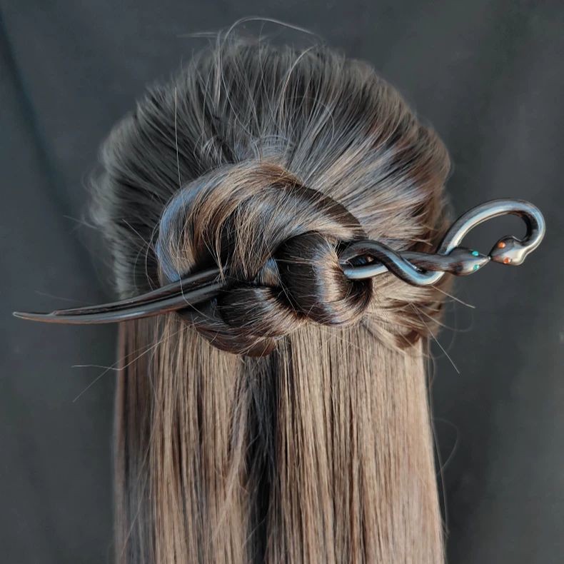 Wooden Snake Hairpin Chinese Style Hair Stick Hanfu Qipao Hair Accessories