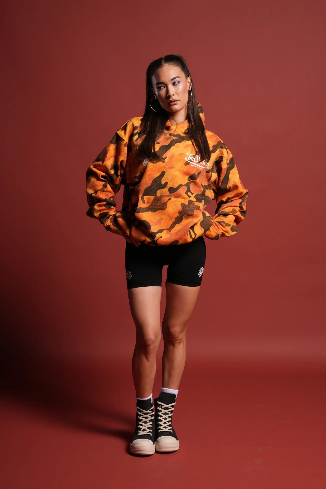 Darc Sport x Von Dutch Orange Camo Pierce Hoodie Size M Men’s NWT