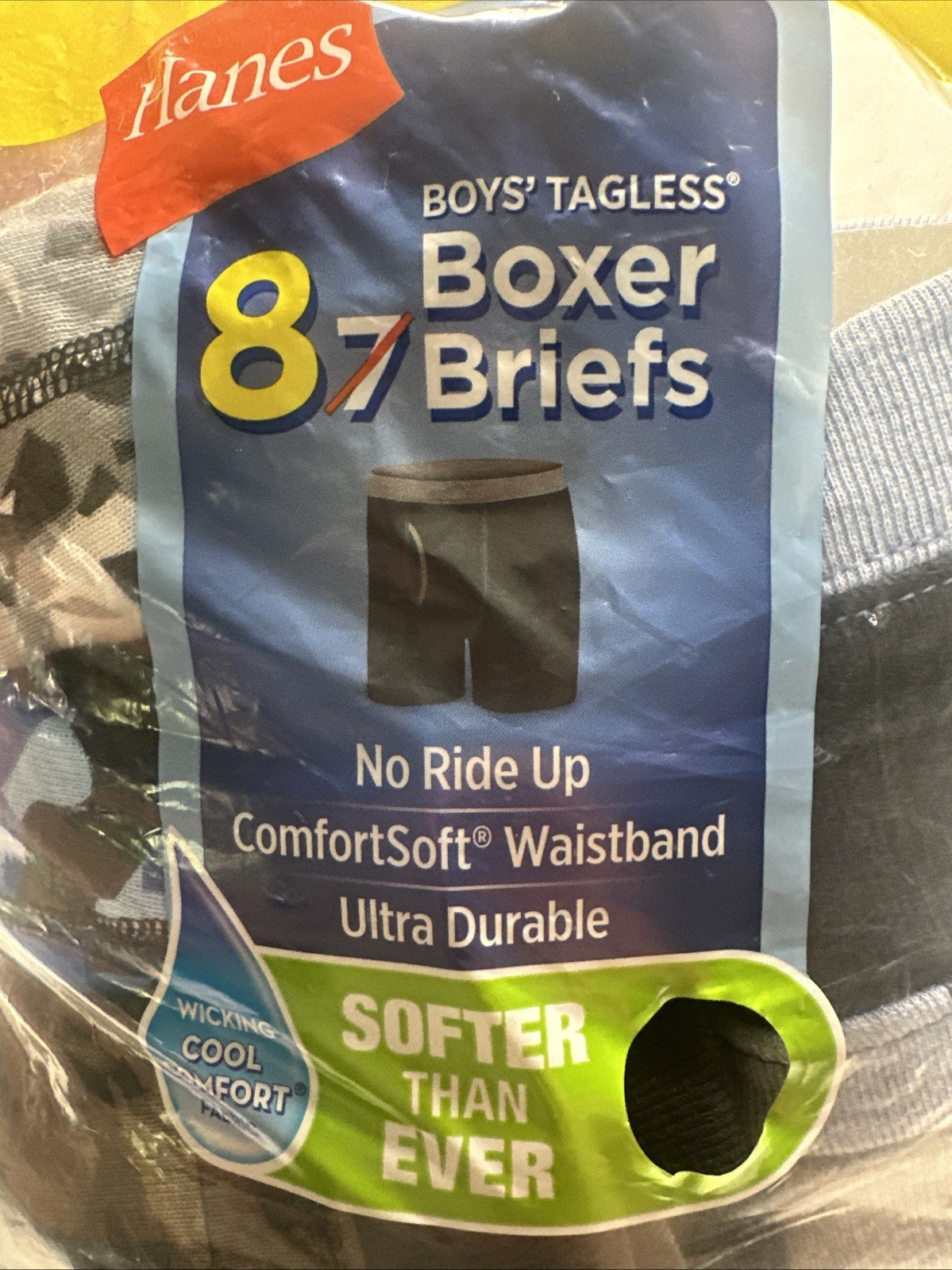 Hanes Boys XL Tagless Boxer Briefs Solid Colors 7 Count