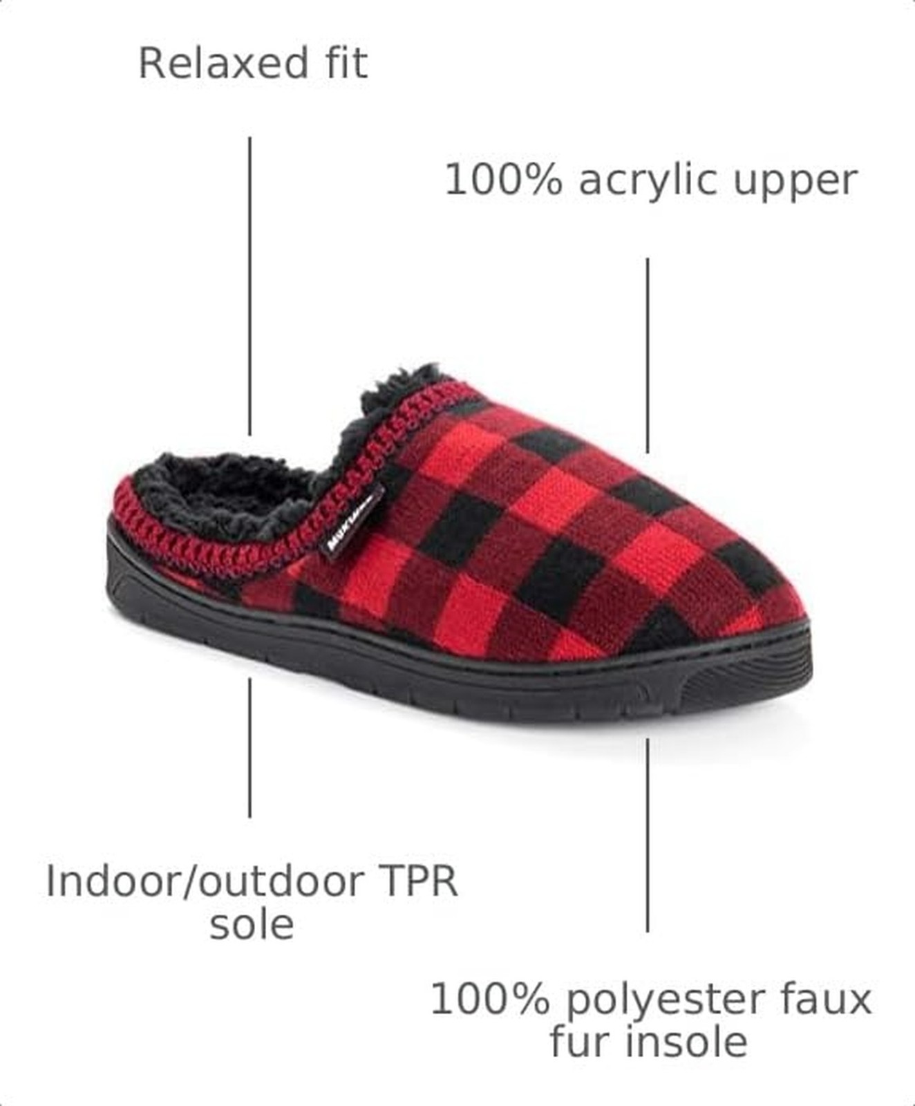 MUK LUKS Men’s Gabriel Clog Slippers Small Red/Black