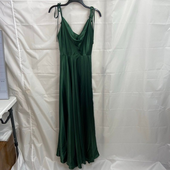 Ladivine by Cinderella Divine women’s emerald satin cowl maxi formal gown dress