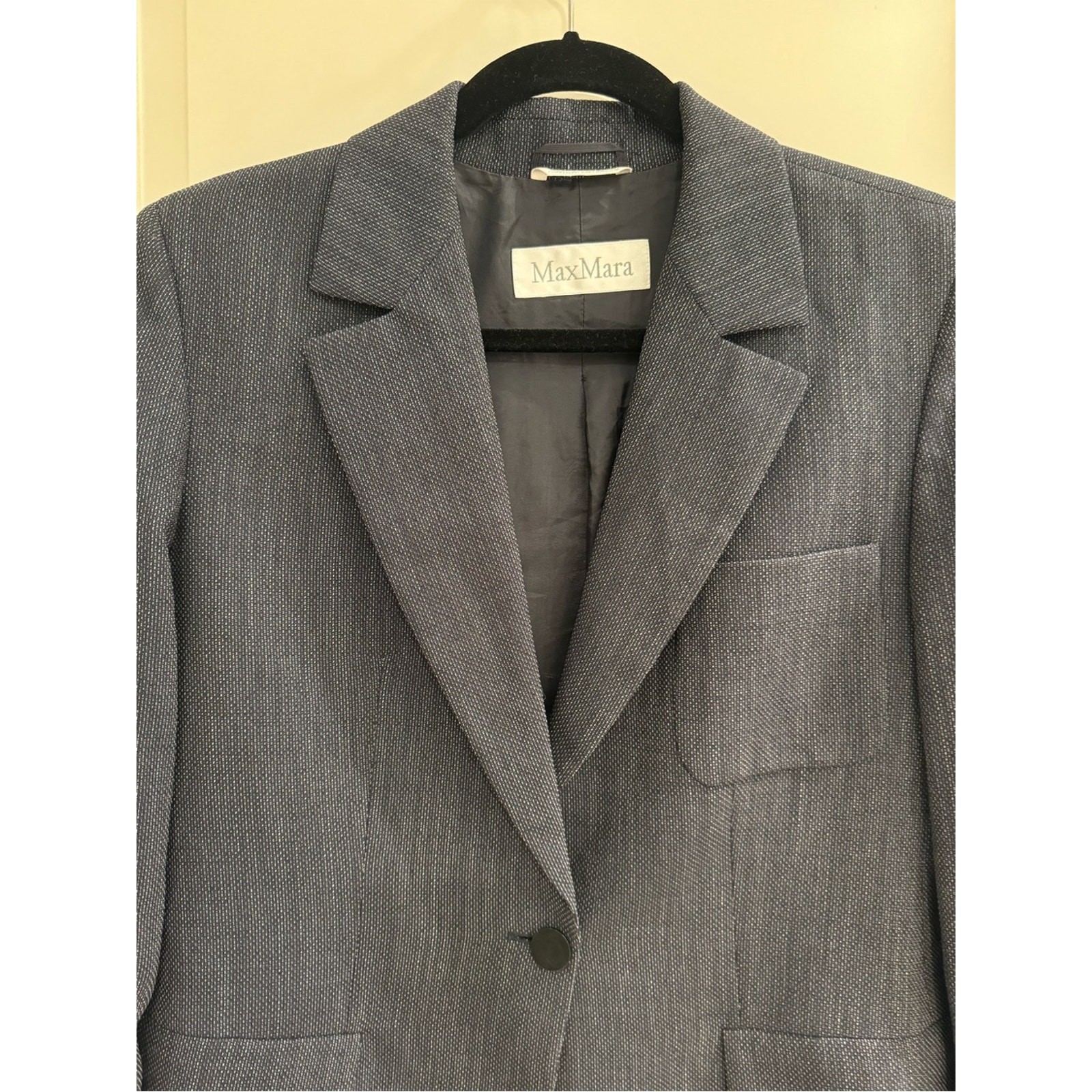 MaxMara Gray and White Textured Blazer Jacket