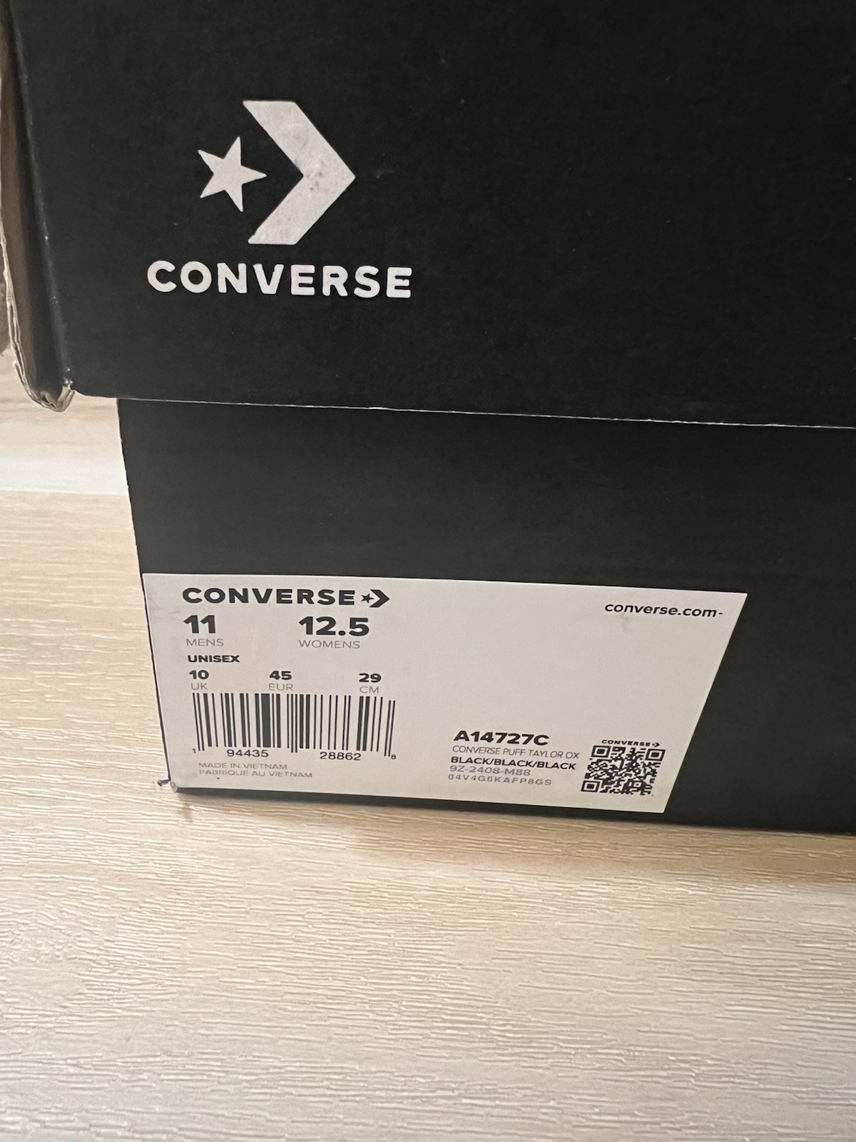 Converse Chuck Taylor Puff Black A14727C Men Size 11, Womens 12.5 New In Box