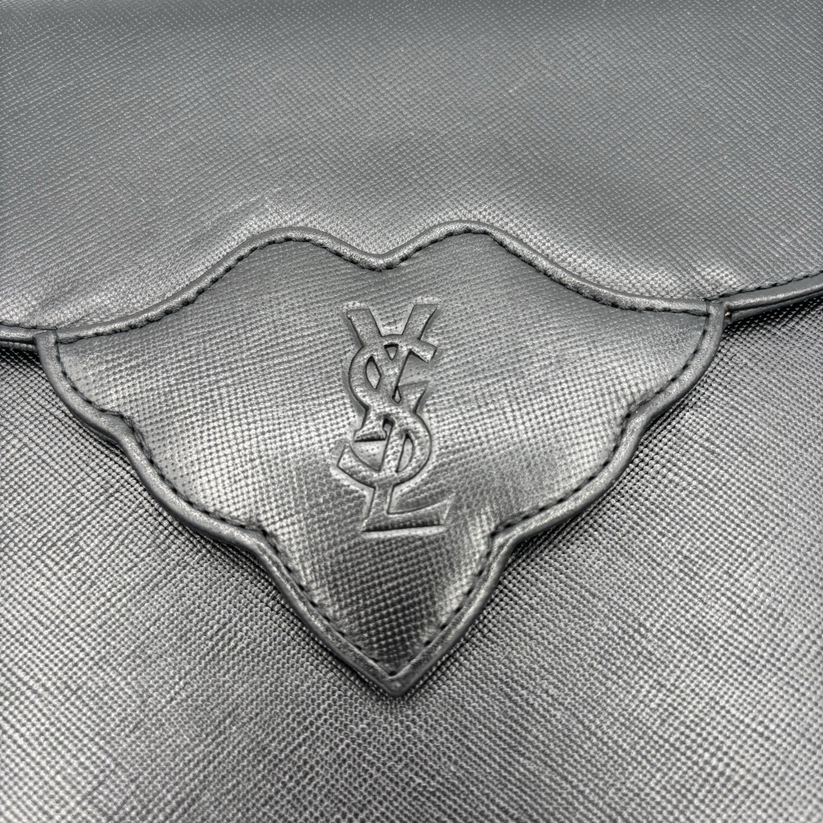 Yves Saint Laurent Clutch Bag Leather Black YSL Authentic 0049