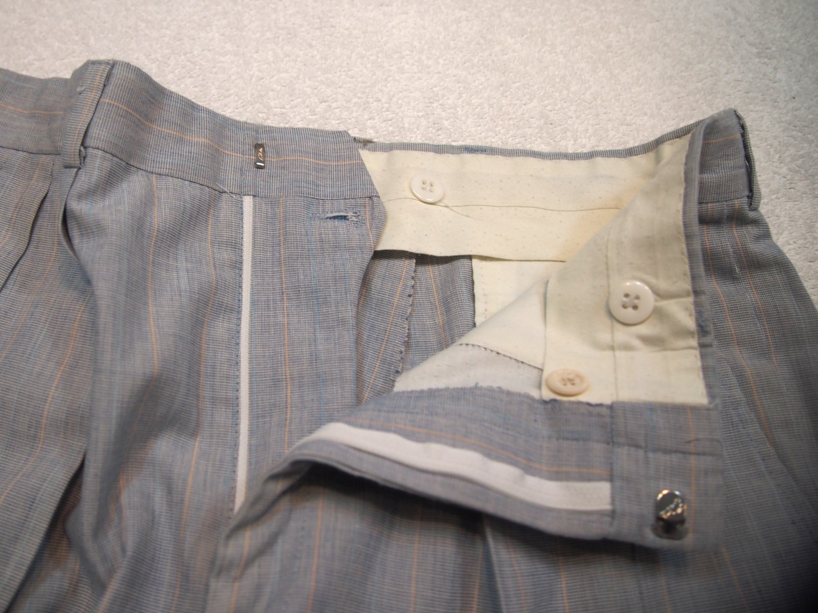 Vintage Haspel 2 Piece Cotton Blue Suit 38 short 30W x 28 Inseam Made in USA