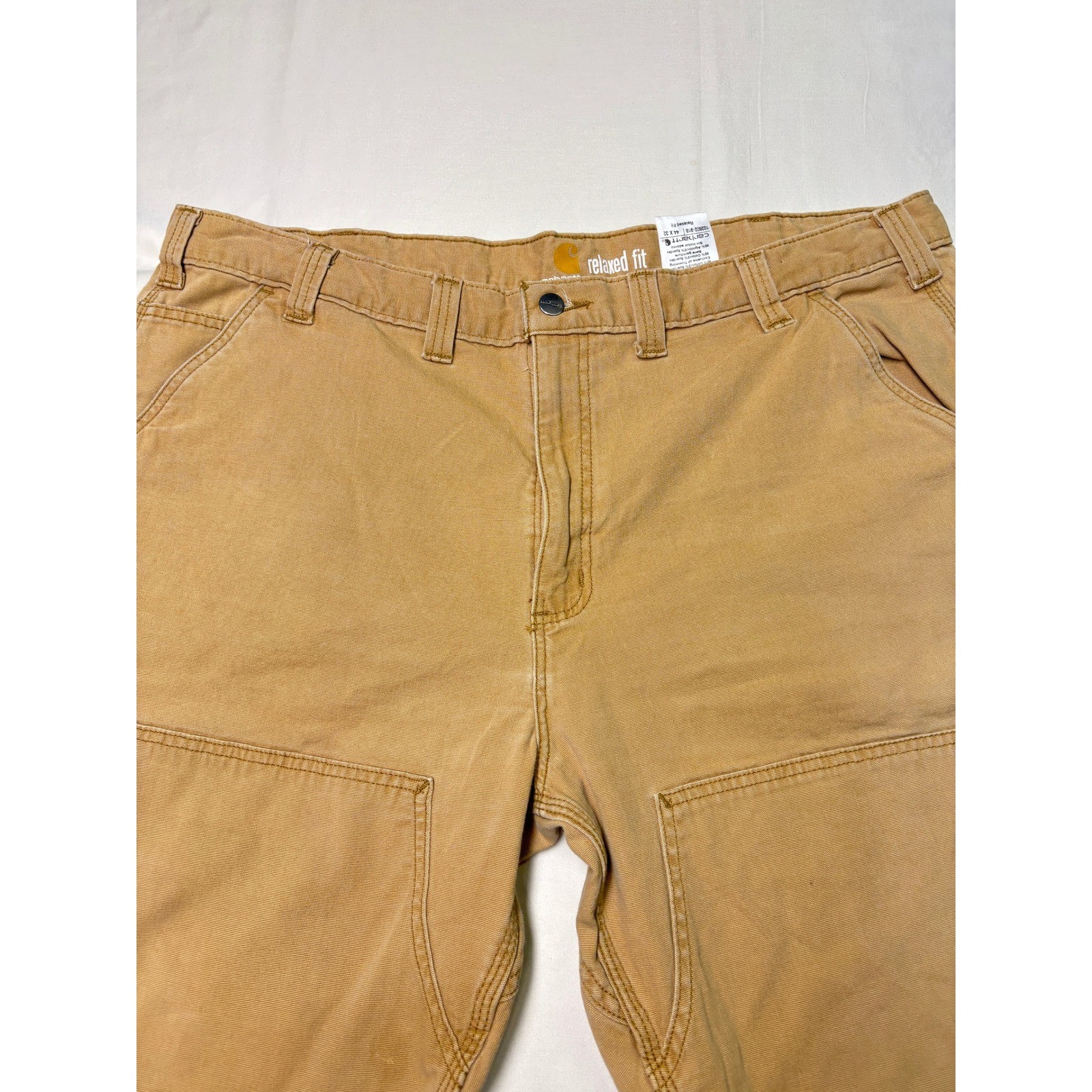 Carhartt Cotton Canvas Pants Men’s 44×32 Double Knee Front 102802-918 Brown Tan
