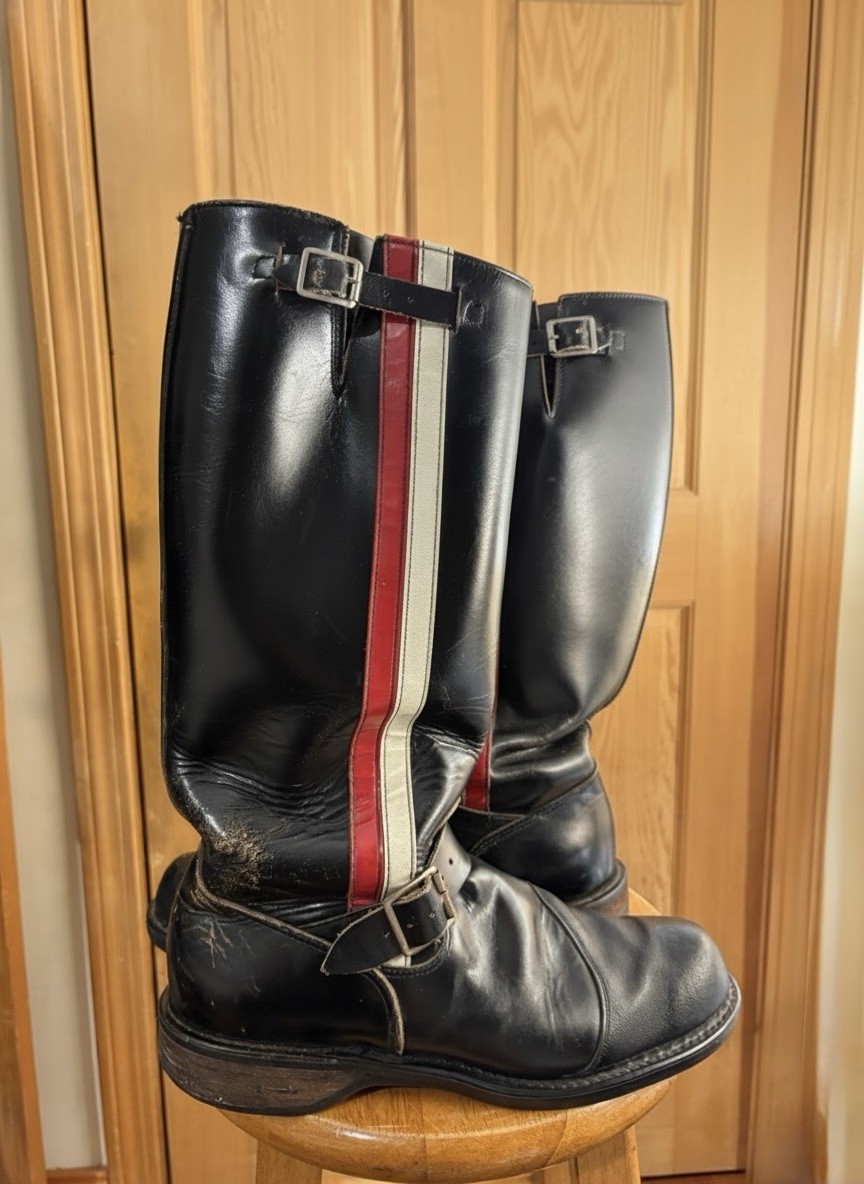 Vtg 60s Made in USA Union Stamp 285 Stuntman Motorcycle Boots Style 400-1041 12C