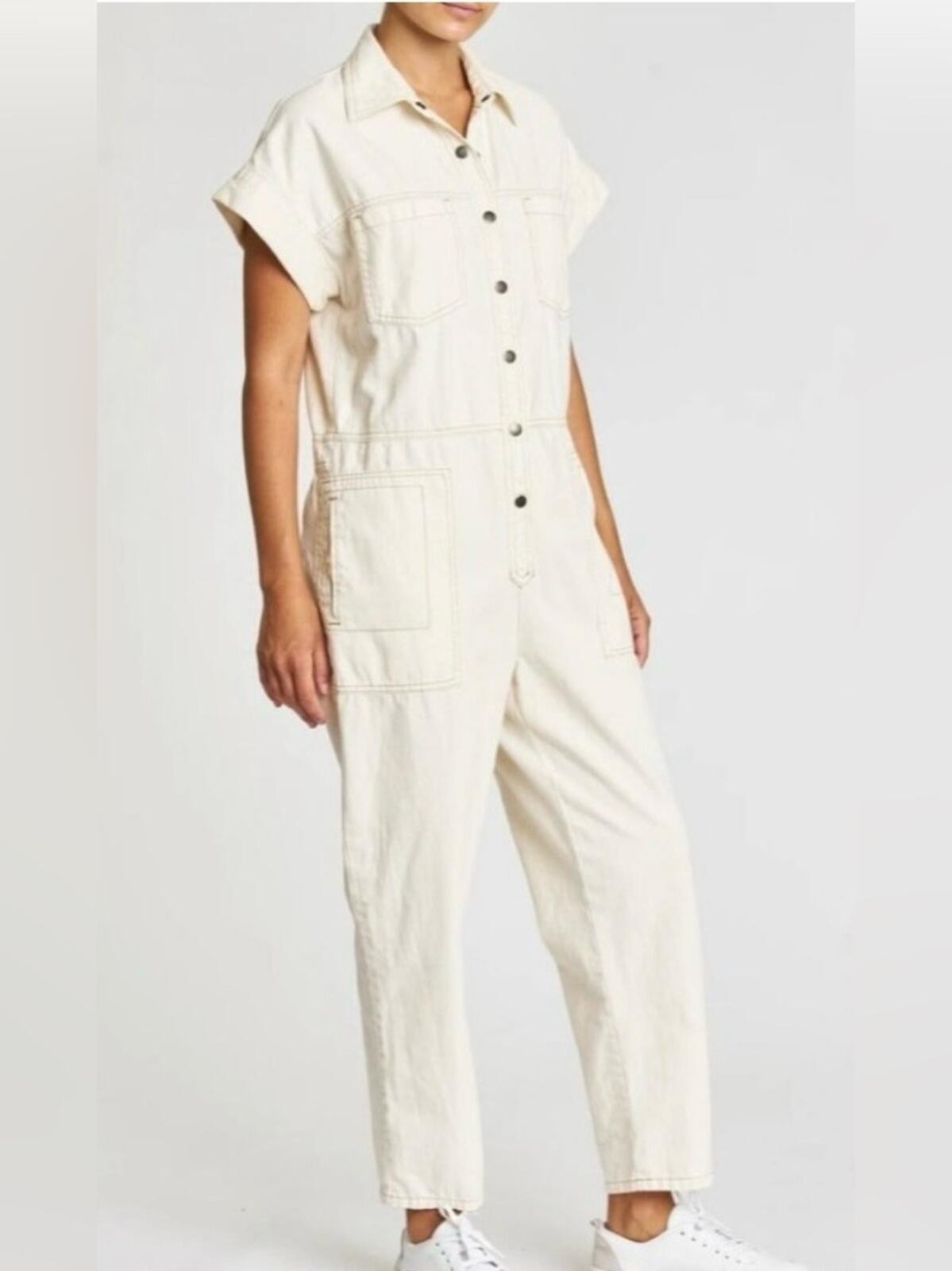 Pistola Naomi Sleeveless Jumpsuit Ecru White Denim Medium