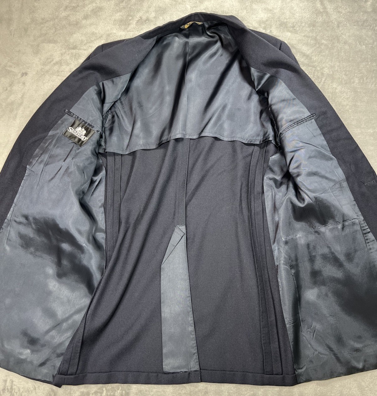 Stafford Blazer Mens 44XL Extra Long Navy Blue Wool Gold Button Sport Coat