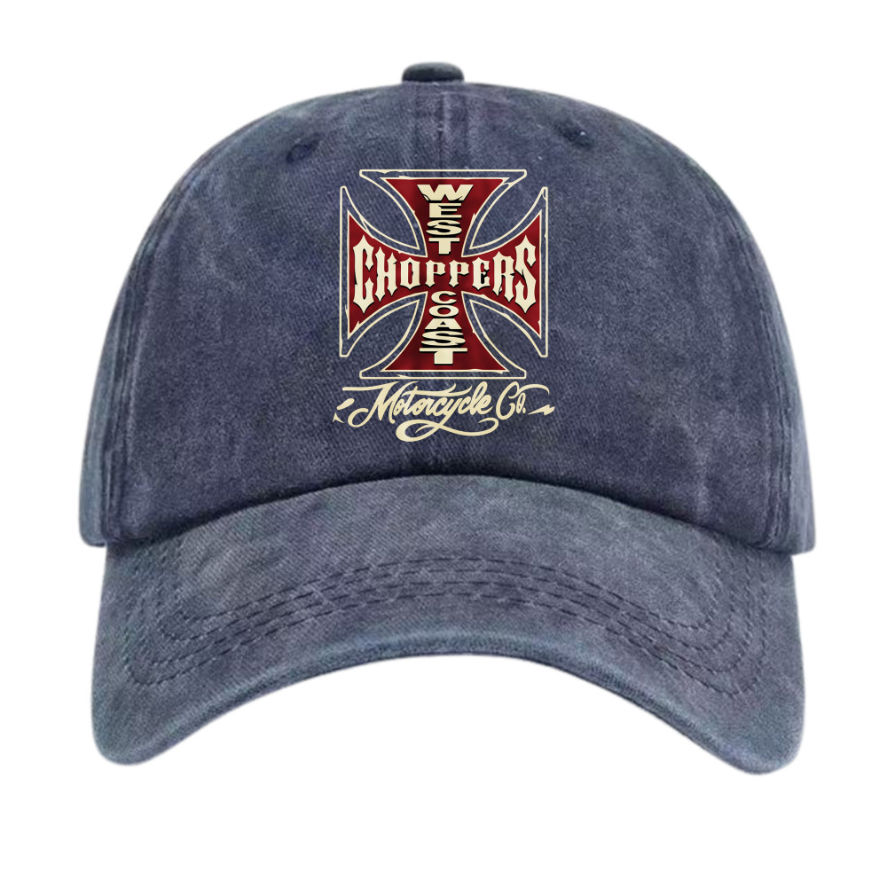 West Coast Choppers Motorcycle Dad Hat – Vintage Washed Biker Cap, 7 Colors