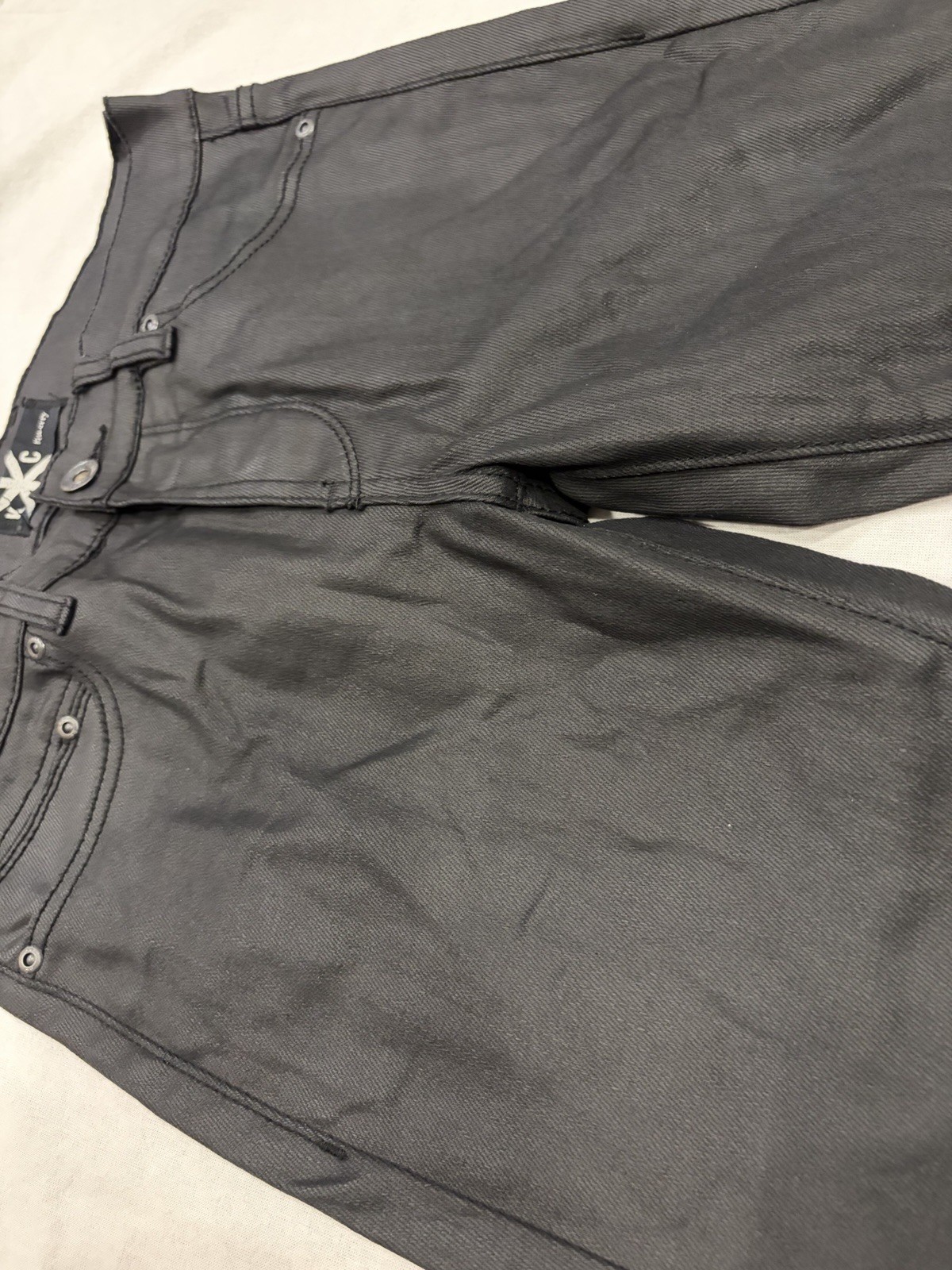 Kill City Black Waxed Denim Jeans Mens 28×30 Skinny Moto Biker Punk Excellent Co