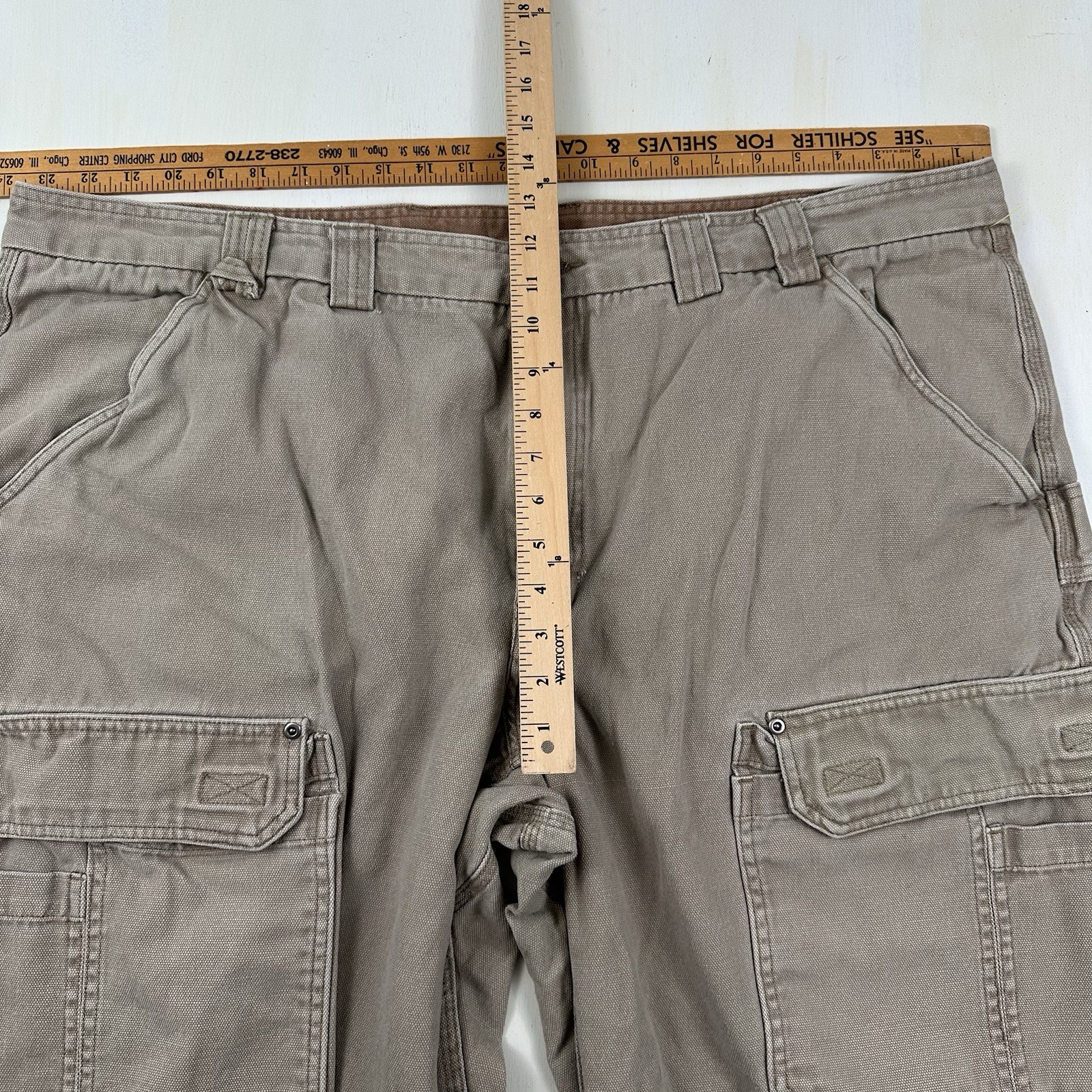 Duluth 100% Cotton Cargo pants Men Actual 47×32 beige Heavyweight Duck Canvas