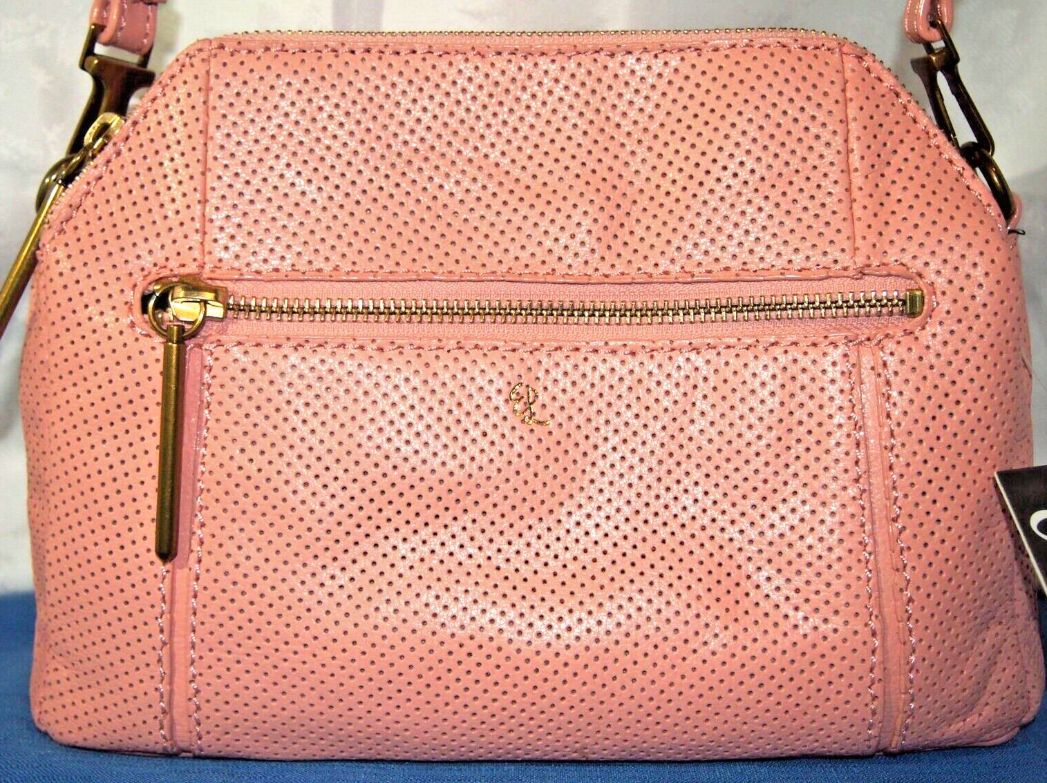 Elliott Lucca FARO Apricot Perforated Leather Crossbody/Shoulder Bag/Clutch-NWT