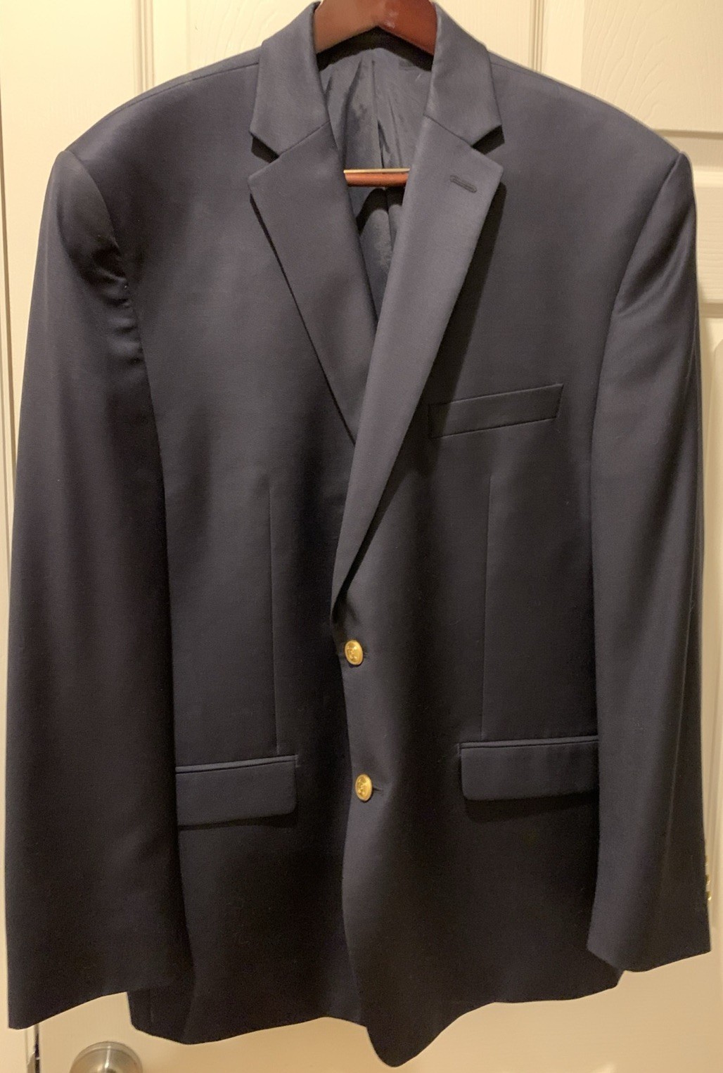 Lauren Ralph Lauren Wool Blazer Jacket Navy Blue Gold Toned Buttons Men’s 46R