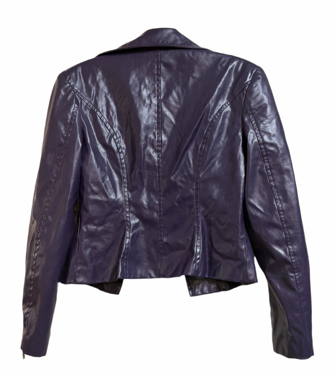 Cosplay.fm Purple PVC (PU) Cosplay Jacket Size S Gold Buttons Zipper Polyester