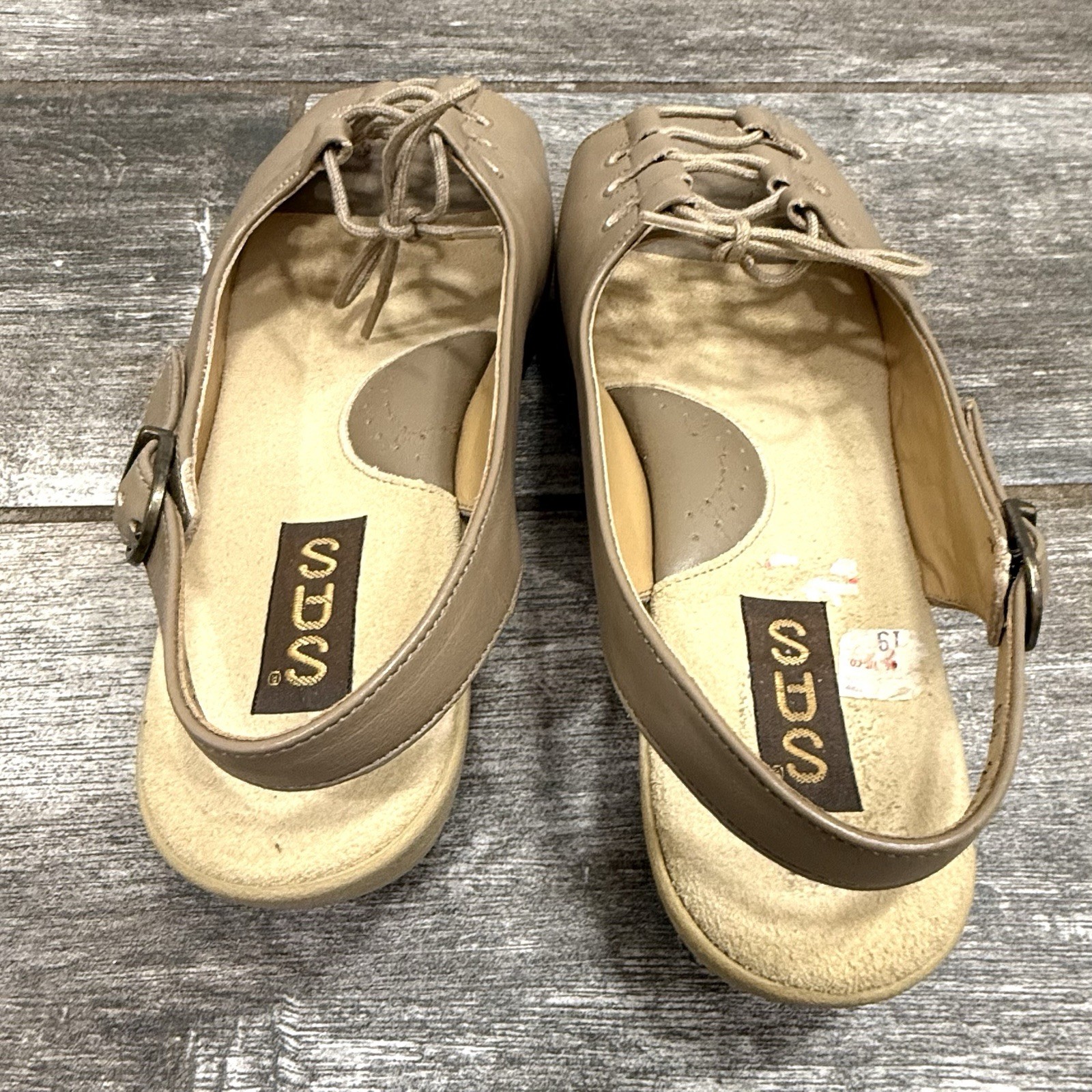 Vtg Boho Peasant SAS Mocha Ghillie Sandals 90’s Women’s 5.5 M Open Walking Shoes
