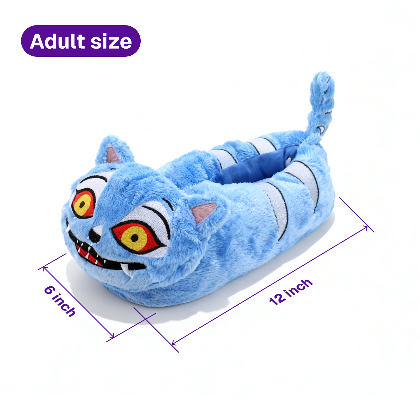Derpy Blue Tiger Minhwa Plush Slippers (Youth and Adult Sizes)