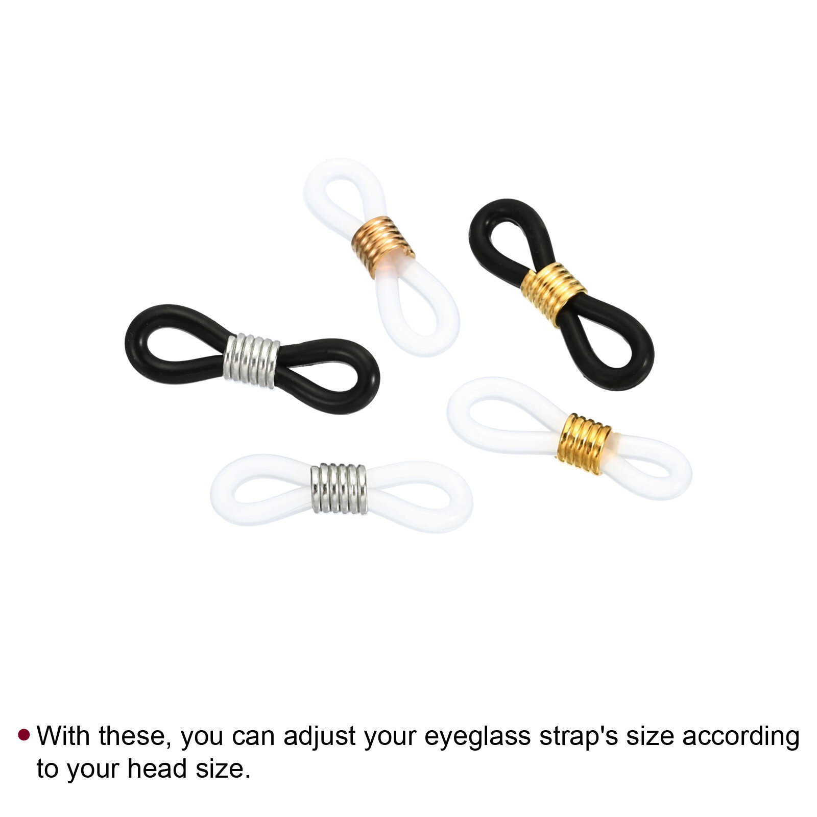 50pcs Eyeglass Chain Connector Silicone Strap Holder Chain End Loop Multi-color
