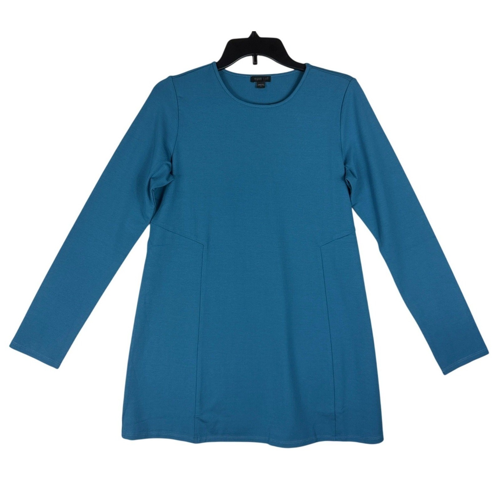 J. Jill Wearever Collection Teal Blue Long Sleeve Rayon Lycra Tunic Top Small
