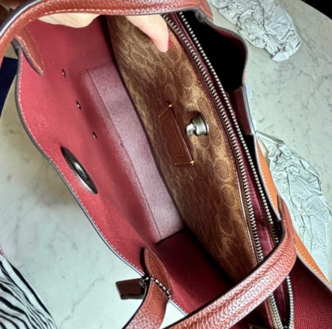 Coach Willow Leather Tote With Upcrafted Tea Rose Appliqués