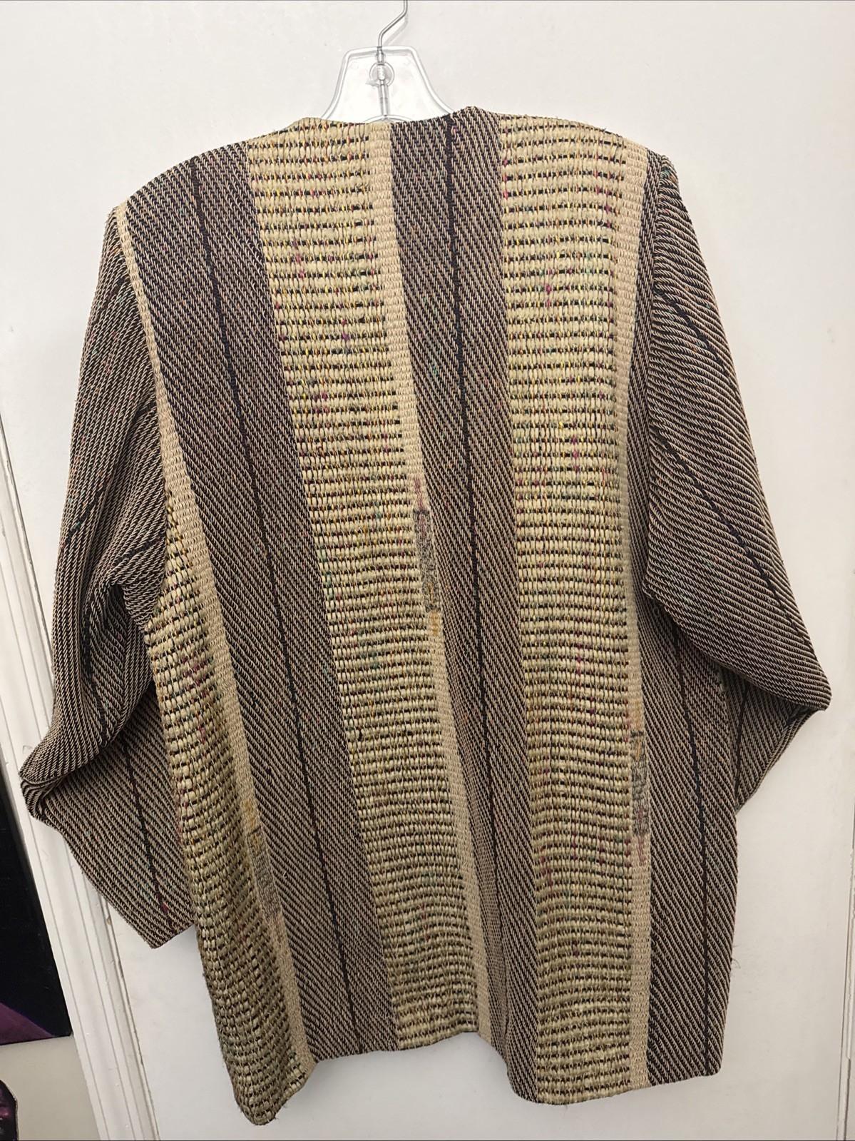 Vintage Deborah Cross Jacket Woven Textile Art To Wear Artisan Boho Hobo