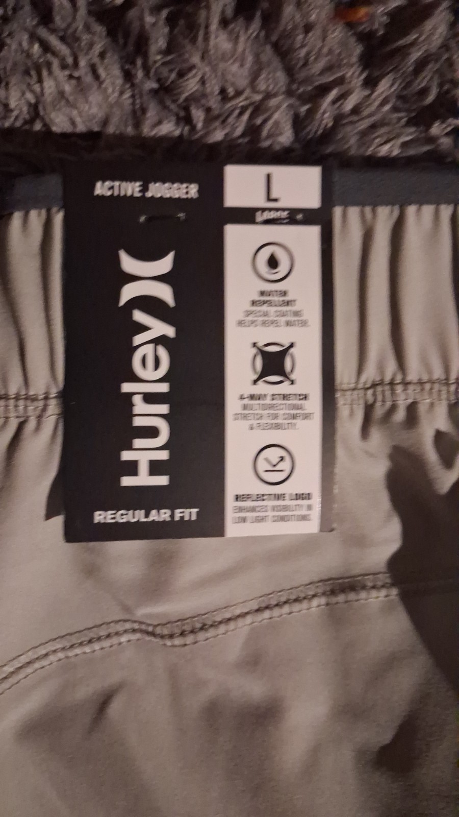Hurley Men’s Jogger Pants Beige L Regular Drawstring Elastic Waist Pockets