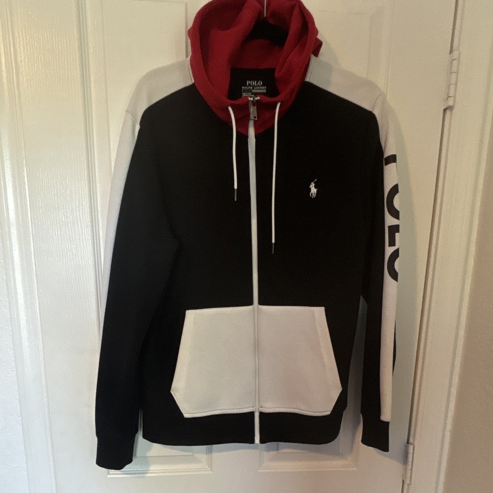 Polo Ralph Lauren Men’s Full Zip Colorblock Fleece Hoodie Logo Pockets L