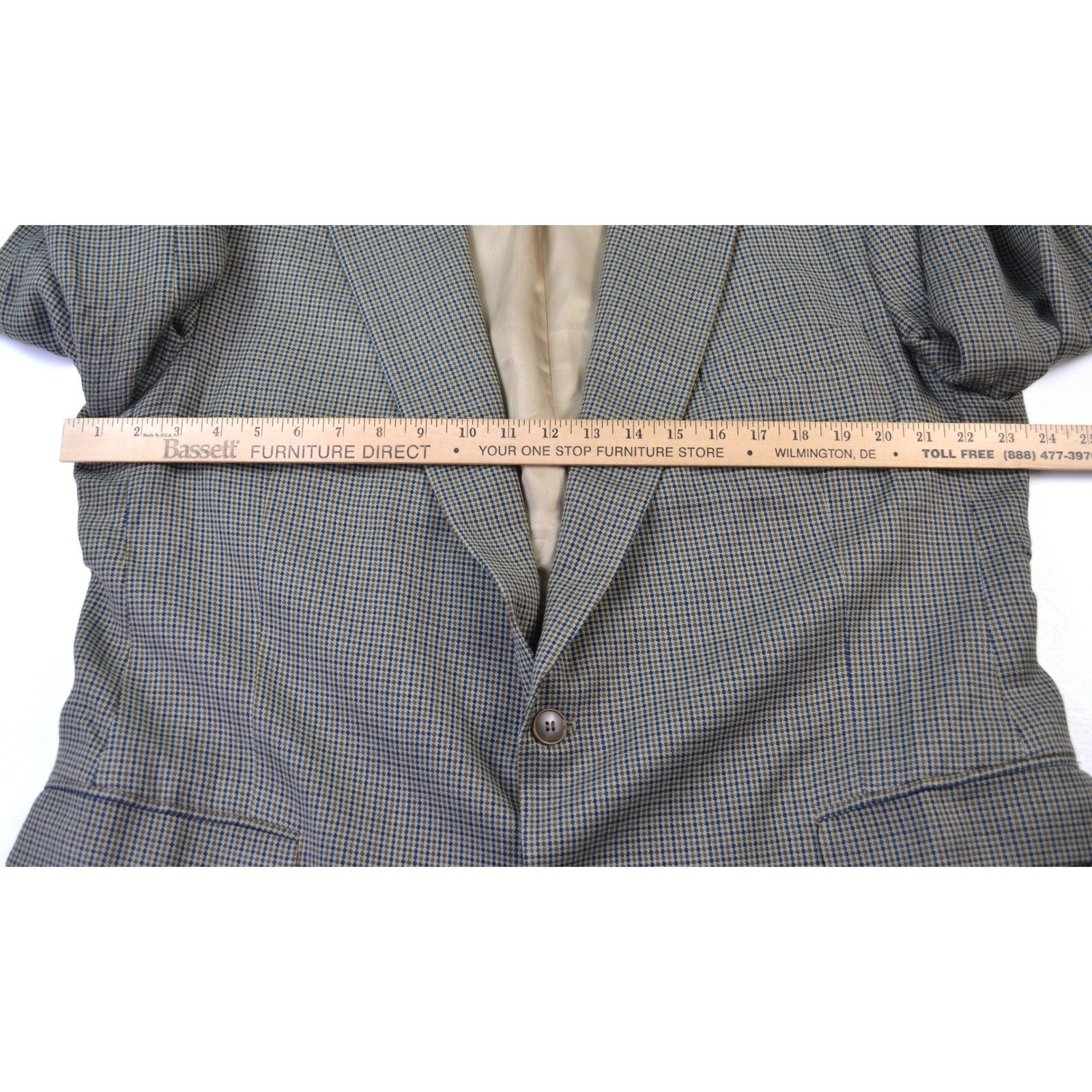 Stanley Blacker Mens 48R Blazer Sport Coat Houndstooth Wool Blend Tailored USA