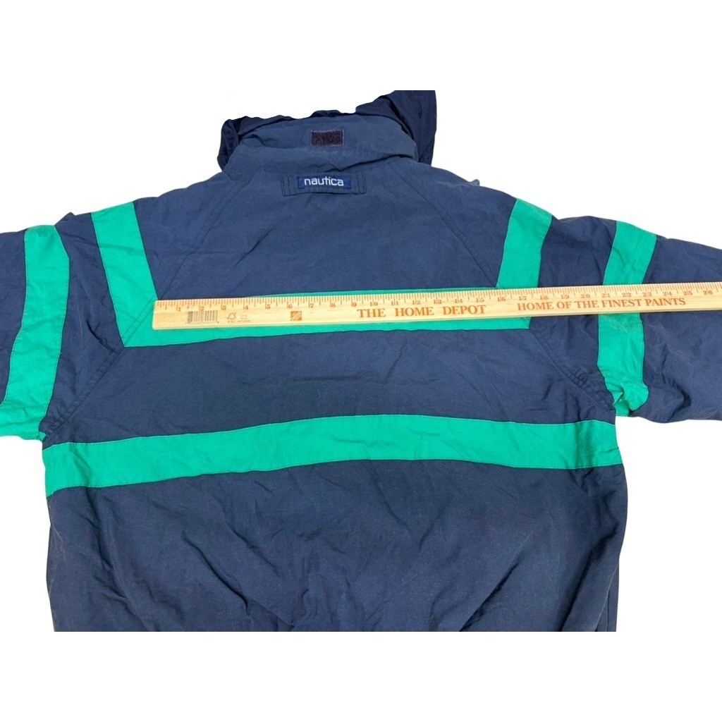 Nautica Challenge J-Class Sailing Jacket Mens Large Navy Green Vintage Hooded