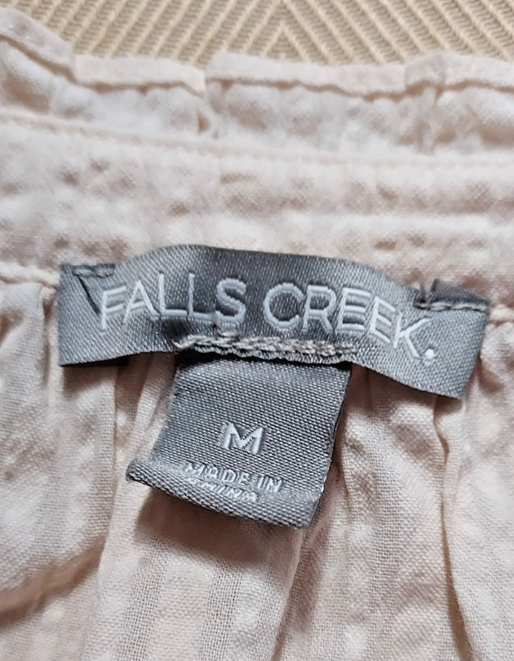 NWT Falls Creek Size M Textured Cotton Flutter Sleeve Button Up