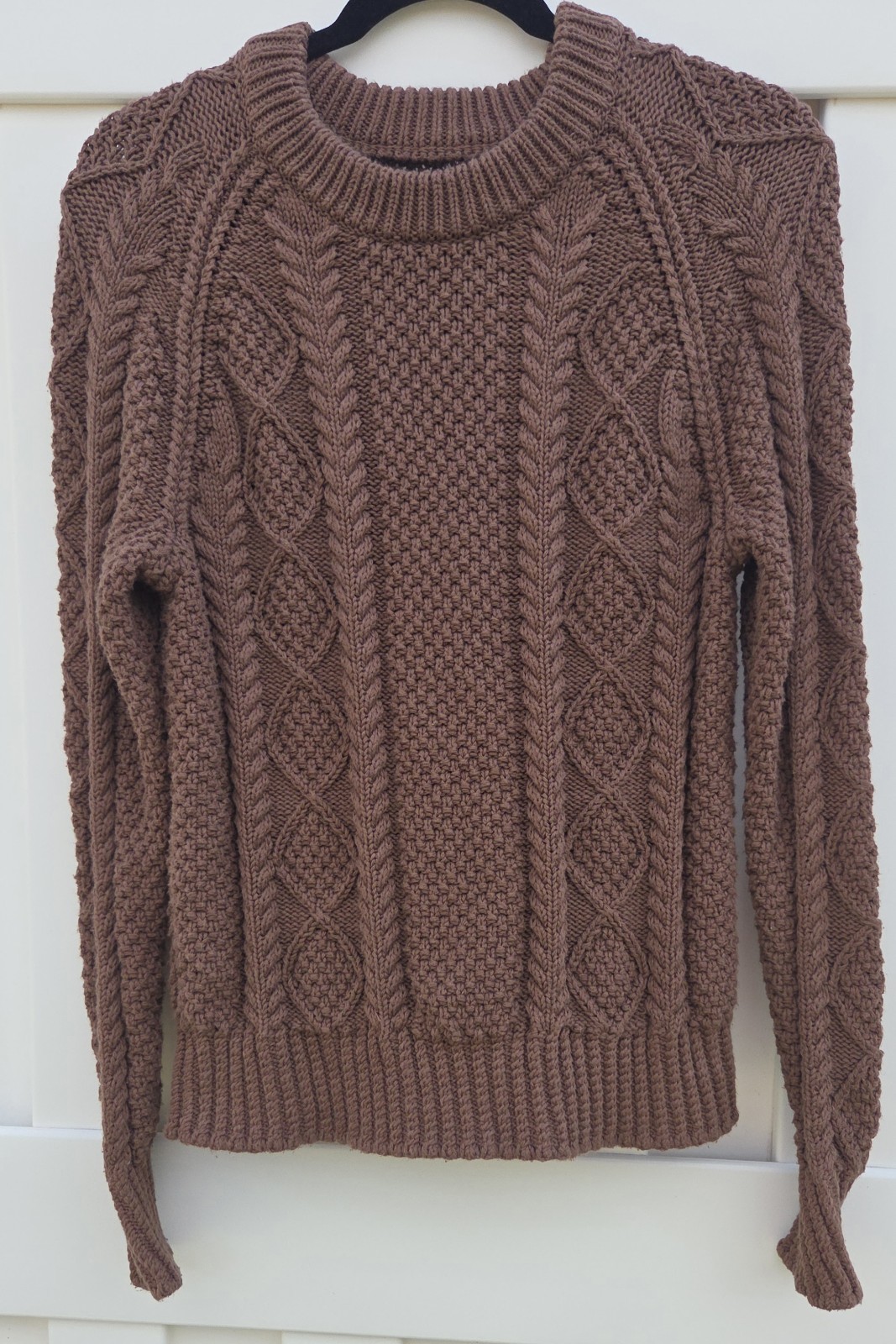 LL Bean Men’s Signature 100% Cotton Fisherman Sweater In Brown Size Medium