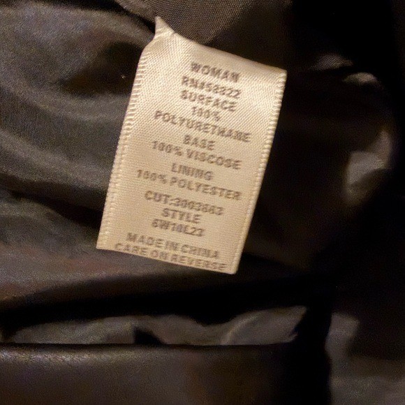 Max Studio Womens Black Faux Leather Moto Biker Jacket Size L 6W14L23