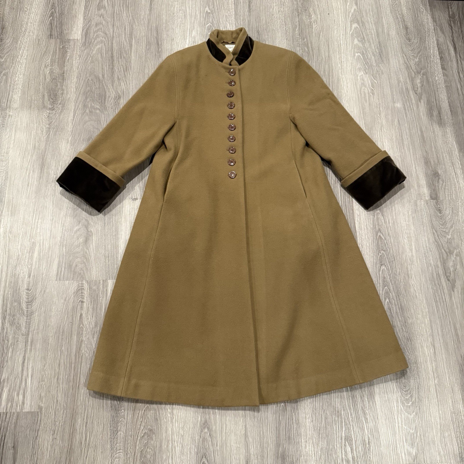 Harvé Benard By Benard Holtzman Wool Brown Trench Coat Women 8 Elegant Military