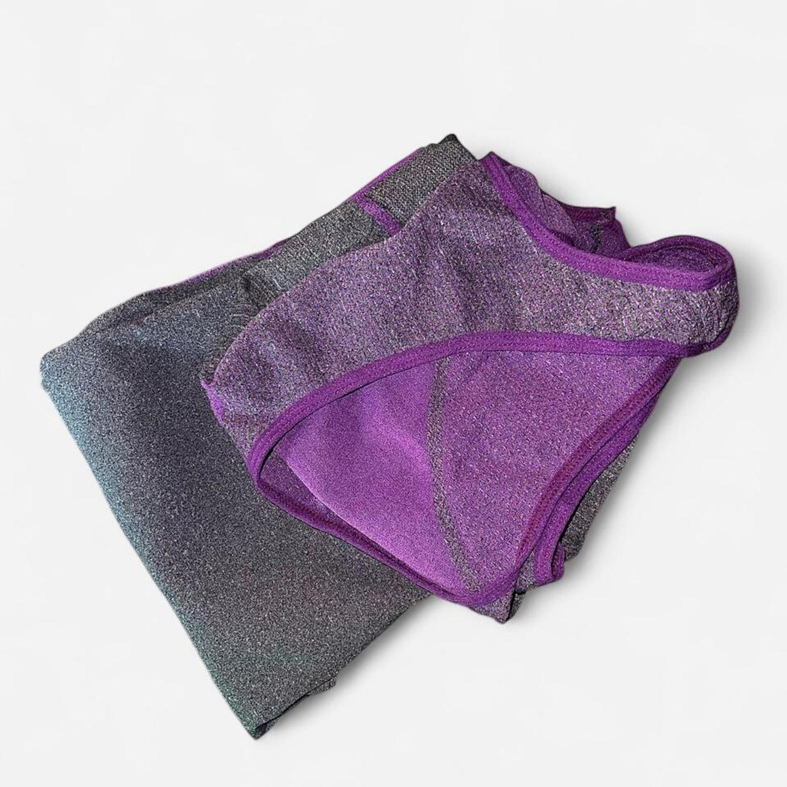 Blue Star Bright Purple Charcoal Leggings Sports Bra Set – Size L/XL