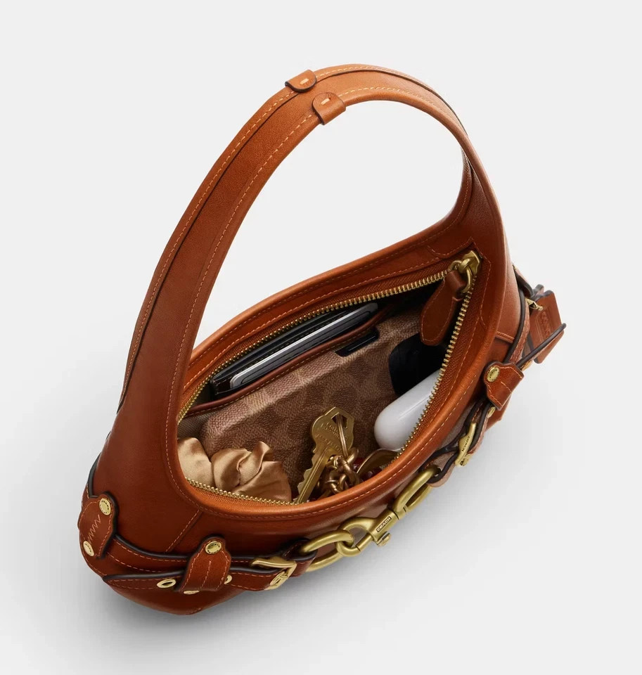COACH Belted Ergo Shoulder Bag 26 Amber Brown CEN80 NWT