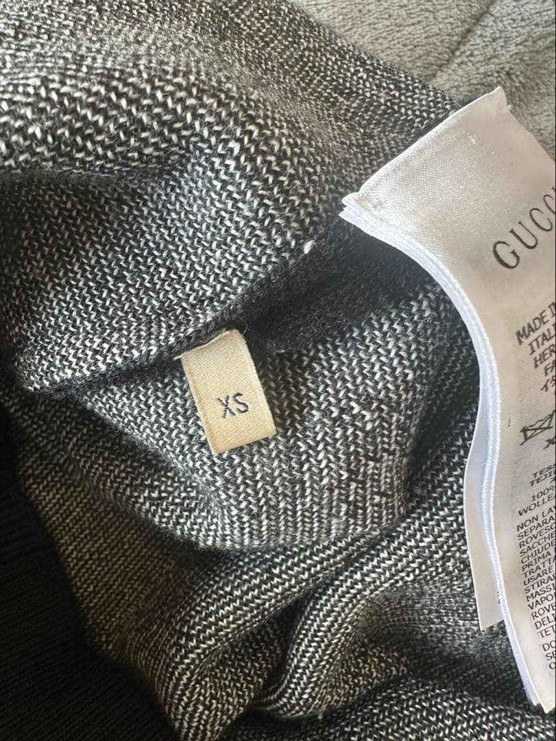 Gucci Knit Dress XS 82cm Length Black GG Logo Bow Tie Wool