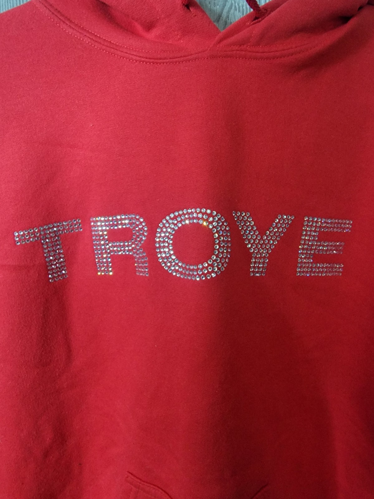 Troye Sivan Womens Red Rhinestone Hoodie Size Small, cotton/poly Blend.