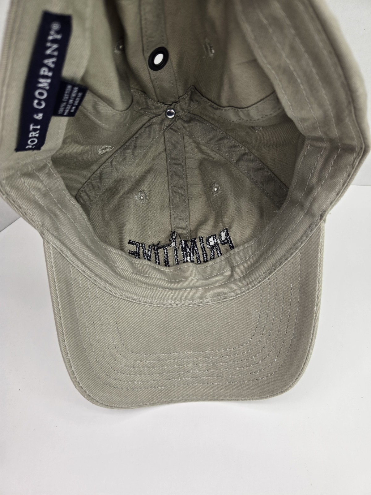 Primitive Tan Khaki Strapback Baseball Hat Outdoor Nature Camping Spellout Cap