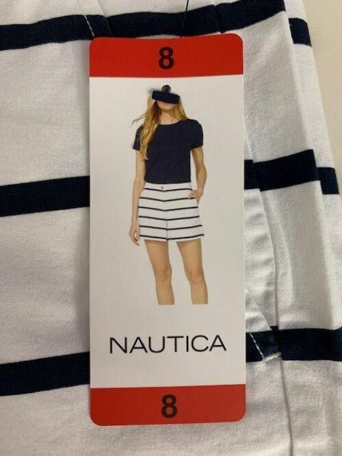 Nautica Striped Shorts Dark Navy/White Size 8 Women’s NWT
