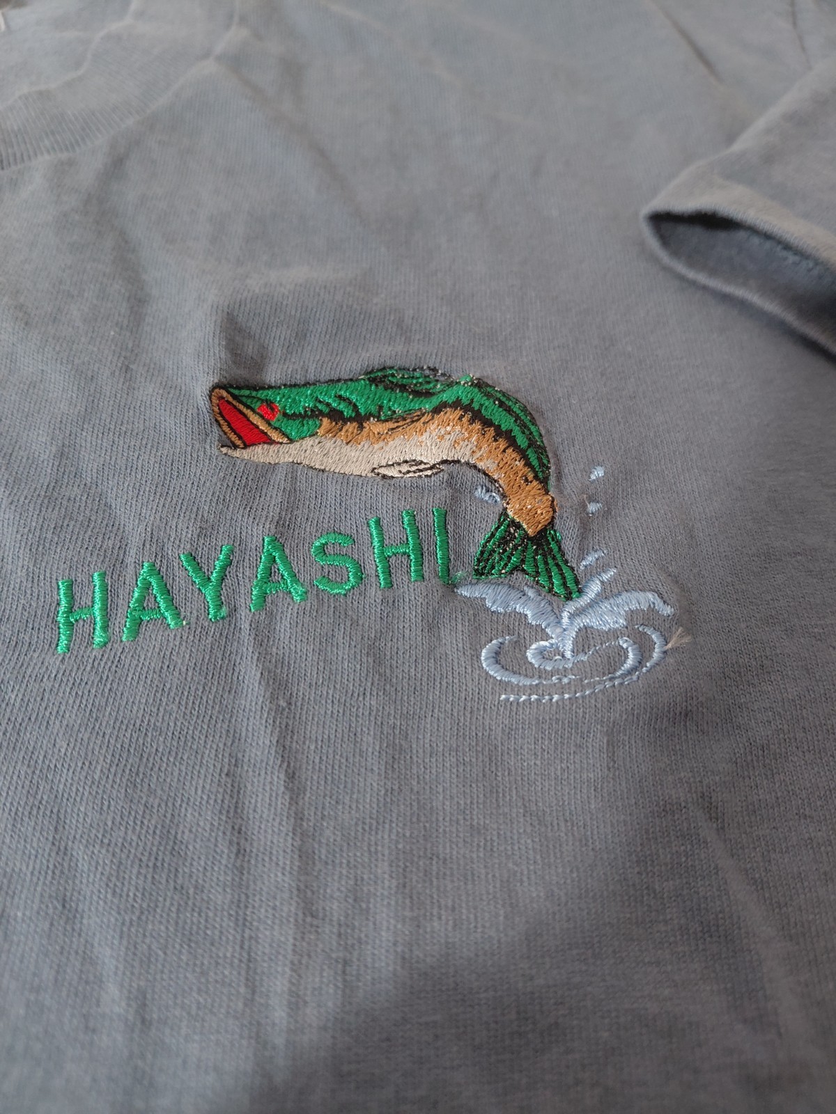 Vintage Anvil Hayashi Fish Embroidered T-shirt Large