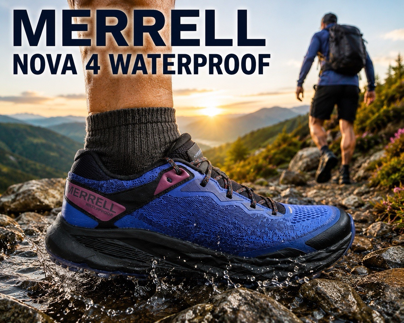 Merrell Nova 4 Waterproof Trail Running Shoes Mens 11.5 Blue Hiking FloatPro