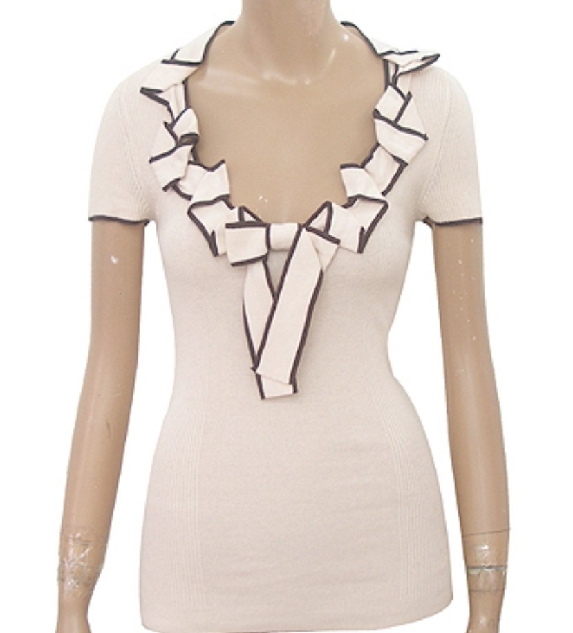 Authentic Celine Ribbon Ruffle Top Womens Size M Made in Italy