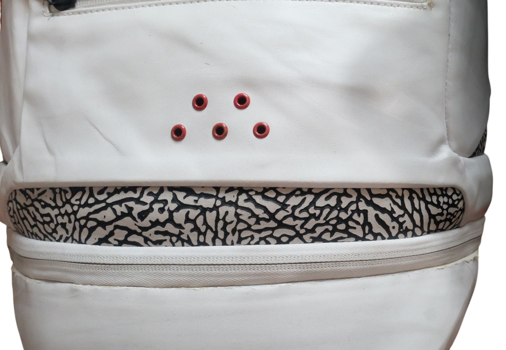 Nike Air Jordan 3 Retro Backpack White PU Leather Large Cement Pattern