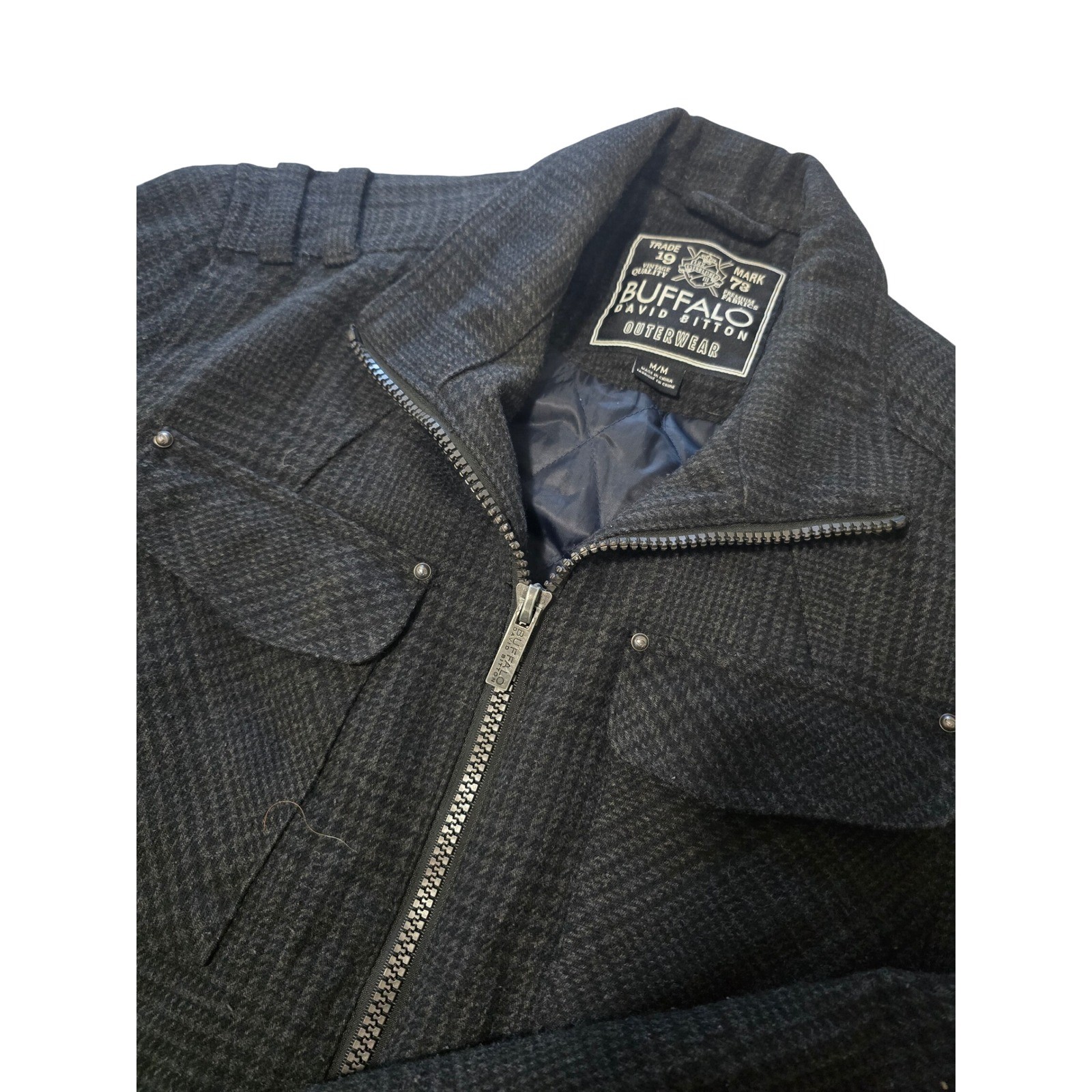 Buffalo David Bitton Outerwear Mens Glen Plaid Full Zip Jacket Size Medium EUC