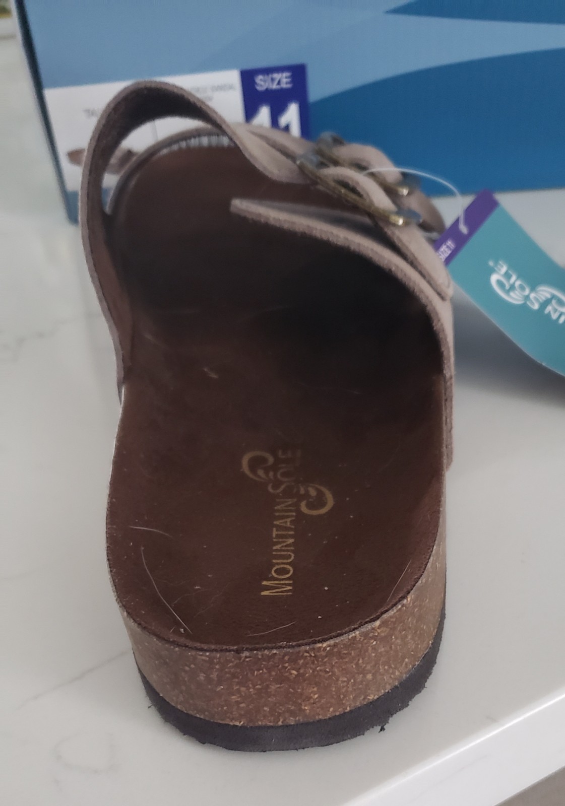 Mountain Sole Double Strap Taupe Leather Suede Sandals – Size 11 M-W