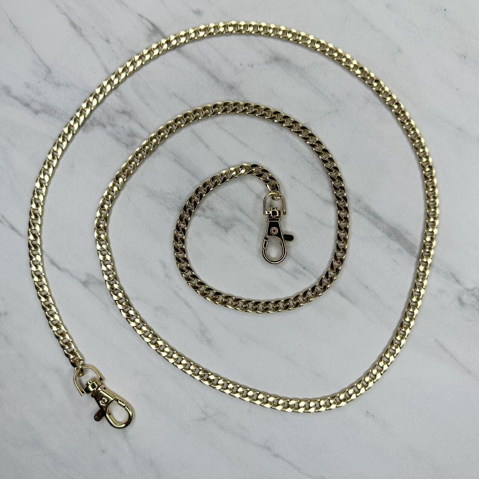 Gold Tone Skinny Flat Chain Link Purse Handbag Replacement Strap 46″