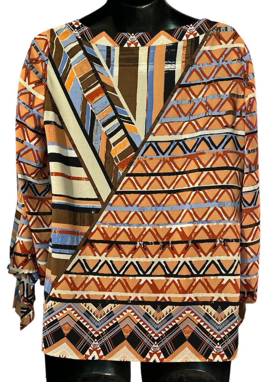 Chico’s Blouse Women’s Sz 1 Multicolor Top 97% Polyester Spandex Blend